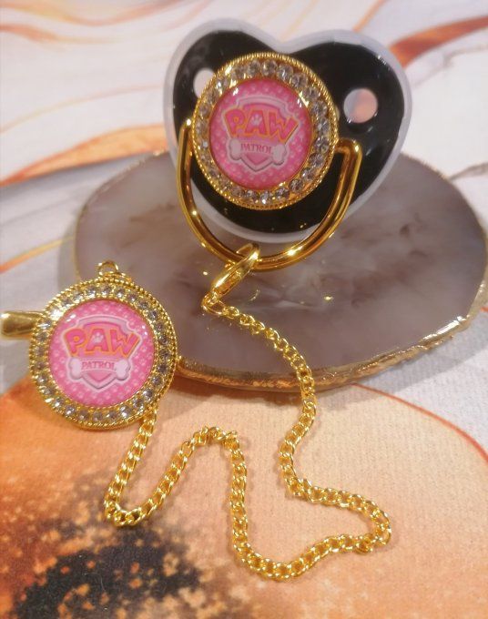 Tétine, sucette avec attache Pat Patrouille 