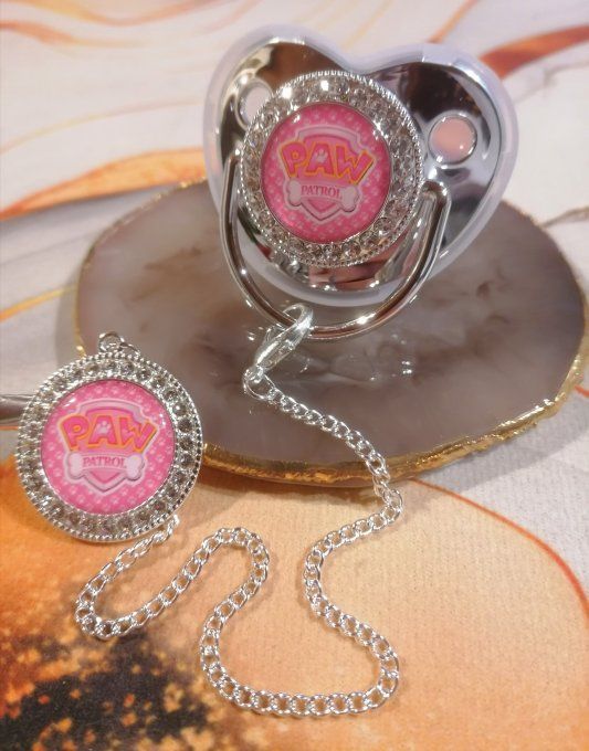 Tétine, sucette avec attache Pat Patrouille 