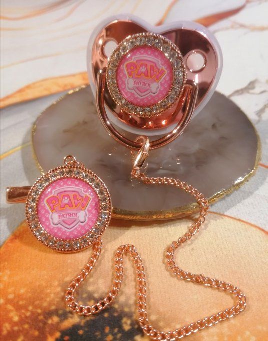 Tétine, sucette avec attache Pat Patrouille 