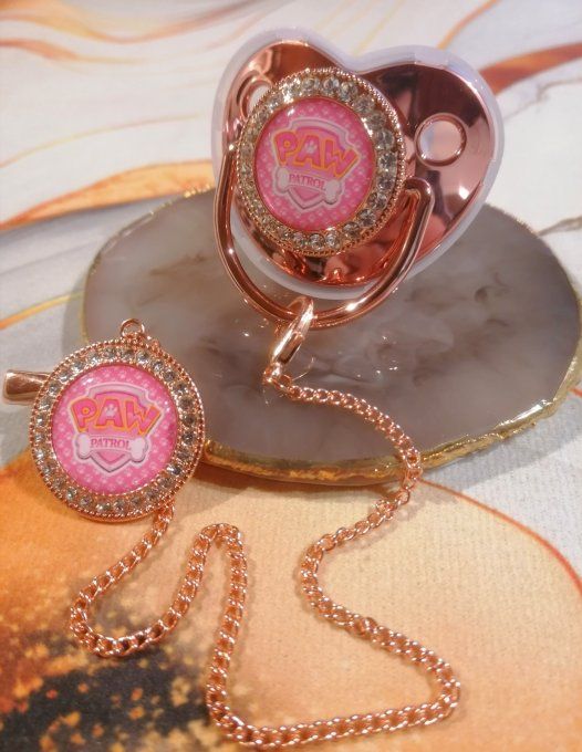 Tétine, sucette avec attache Pat Patrouille 