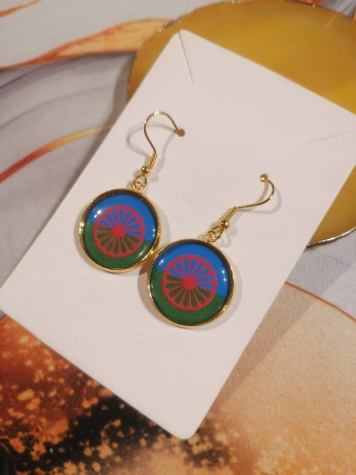 Boucle d'oreille drapeau voyageur gitan 