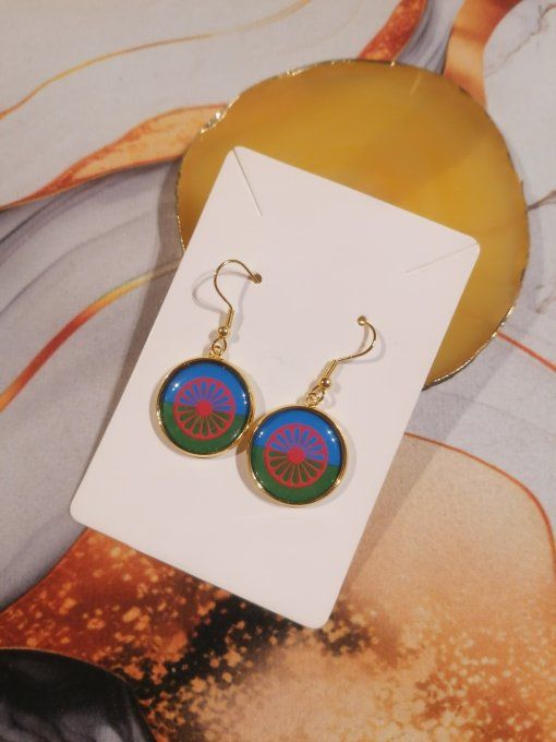 Boucle d'oreille drapeau voyageur gitan 