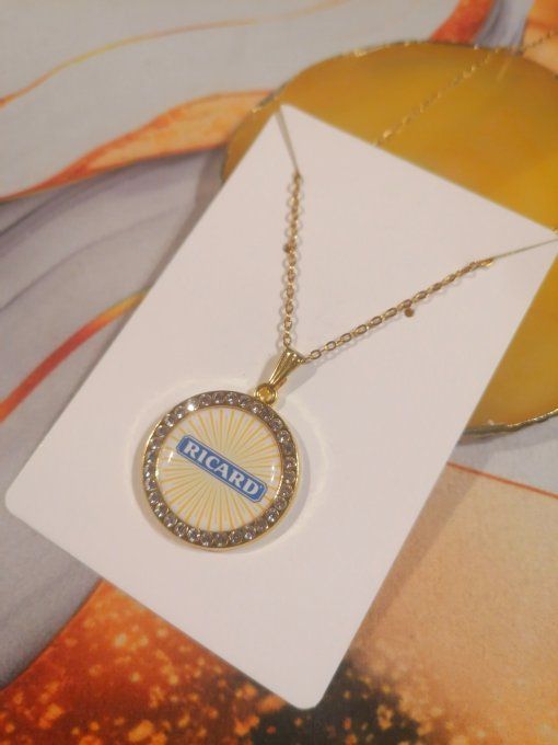 Collier pendentif Ricard strass 