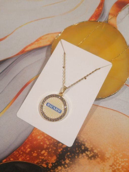 Collier pendentif Ricard strass 
