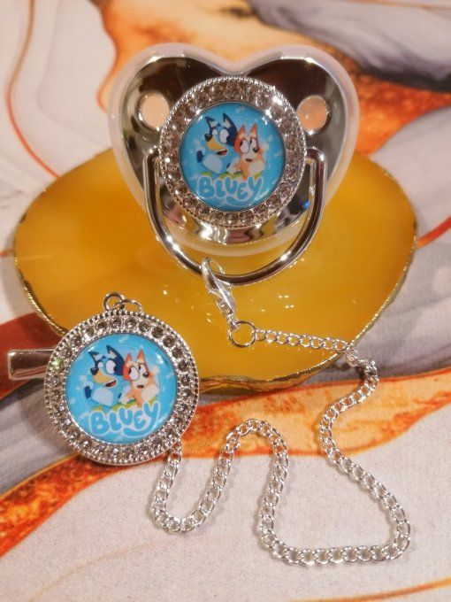 Tétine, sucette avec attache Bluey 