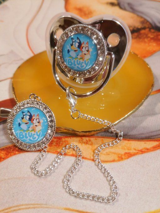 Tétine, sucette avec attache Bluey 