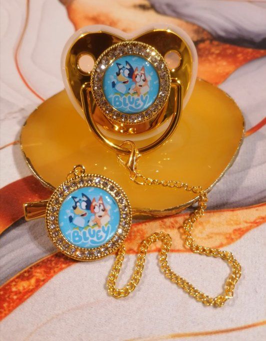 Tétine, sucette avec attache Bluey 