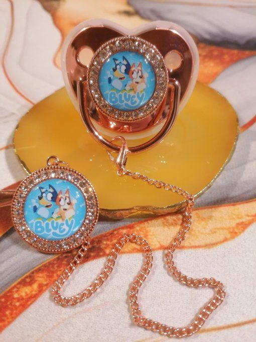 Tétine, sucette avec attache Bluey 