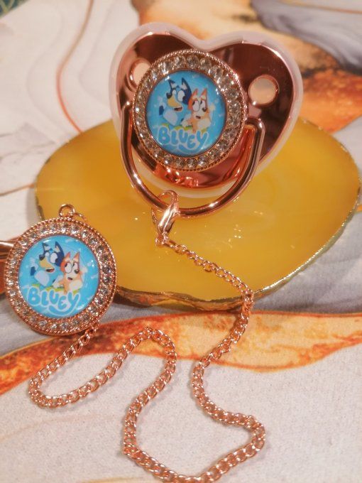 Tétine, sucette avec attache Bluey 