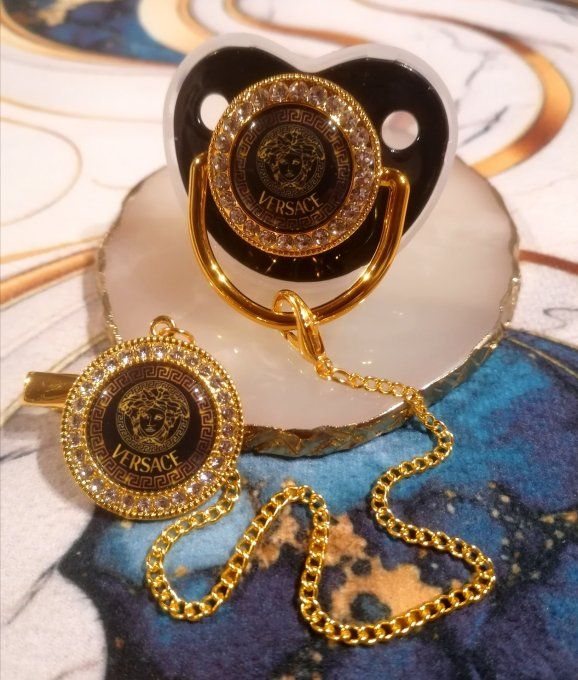 Tétine, sucette avec attache Versace