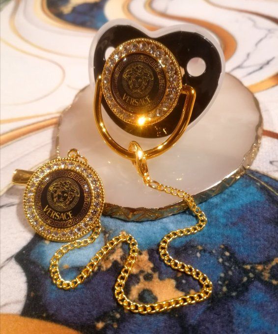 Tétine, sucette avec attache Versace