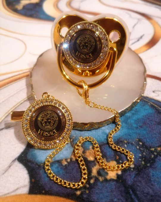 Tétine, sucette avec attache Versace