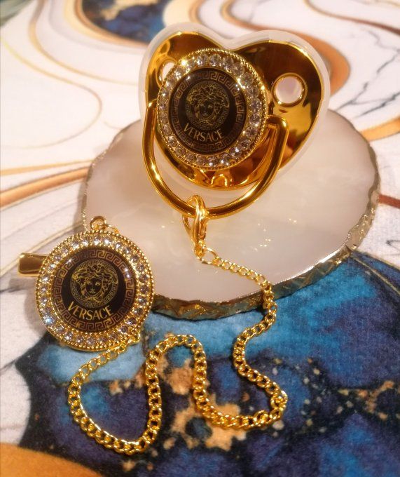 Tétine, sucette avec attache Versace