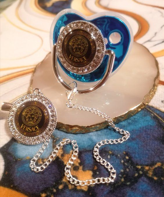 Tétine, sucette avec attache Versace