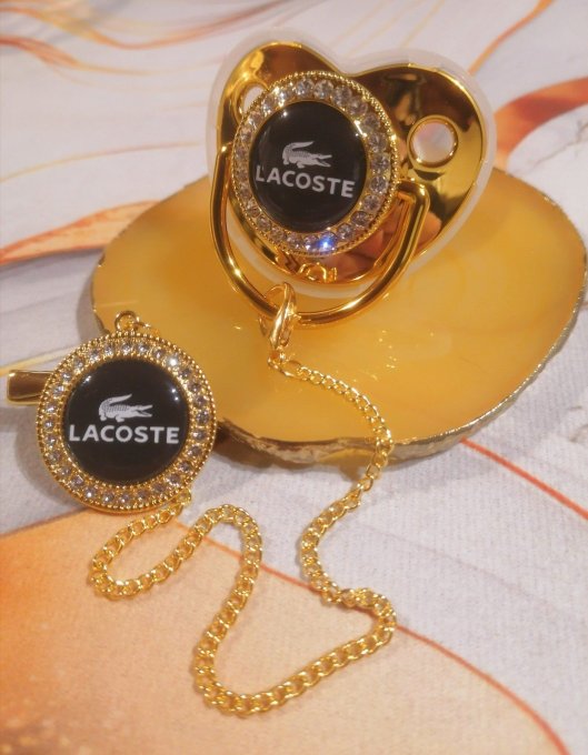 Tétine, sucette avec attache Lacoste  - Copie