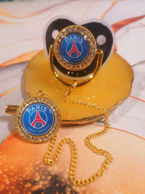 Tétine, sucette avec attache Paris saint germain 
