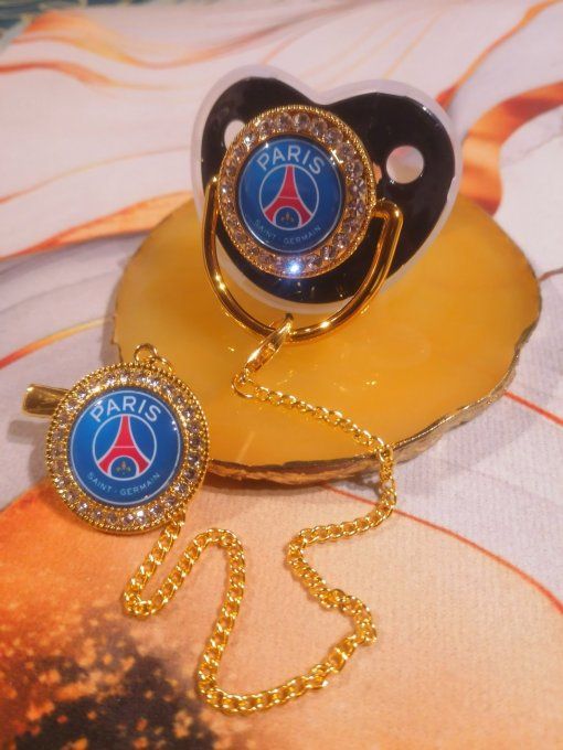 Tétine, sucette avec attache Paris saint germain 