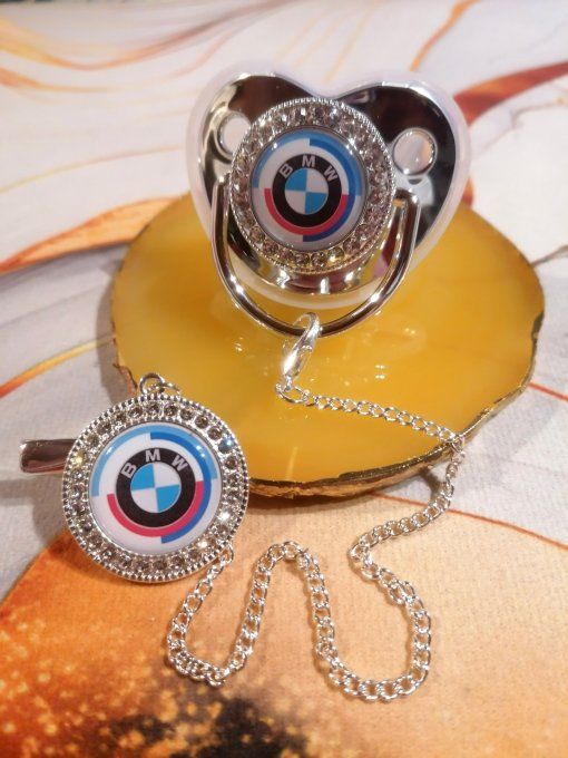 Tétine, sucette avec attache BMW 50 ans 