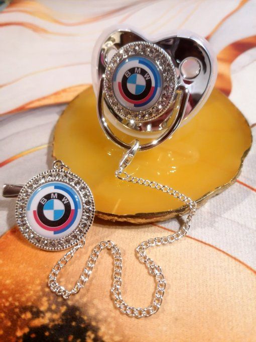 Tétine, sucette avec attache BMW 50 ans 