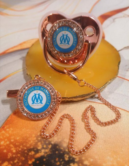 Tétine, sucette avec attache Olympique de Marseille