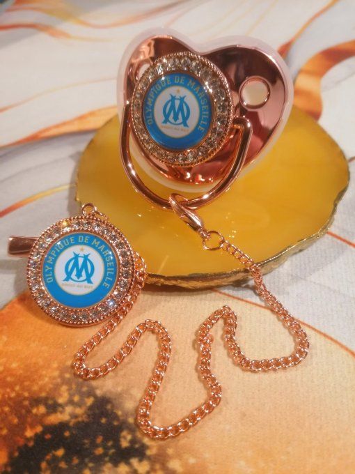 Tétine, sucette avec attache Olympique de Marseille