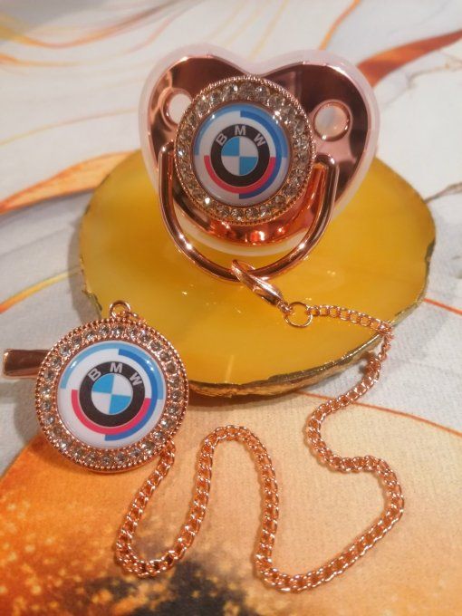 Tétine, sucette avec attache BMW 50 ans 