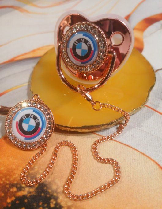 Tétine, sucette avec attache BMW 50 ans 