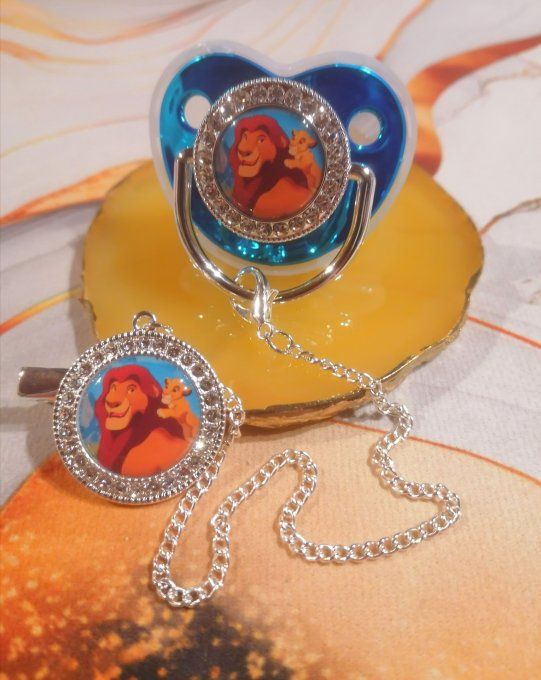 Tétine, sucette avec attache Le Roi Lion Simba 