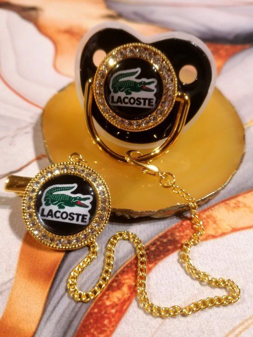 Tétine, sucette avec attache Lacoste 