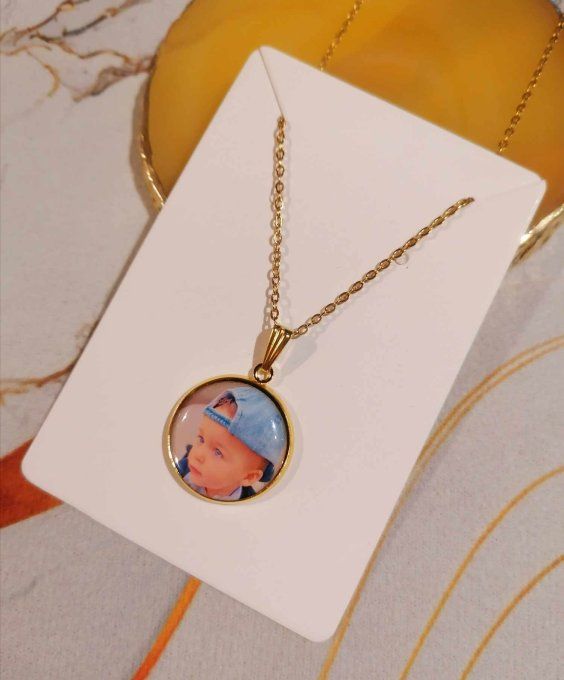 Collier avec pendentif personnalisé avec la photo / logo de votre choix 